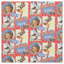 Vintage Cowgirls mit Lassos-Western-Gewebe