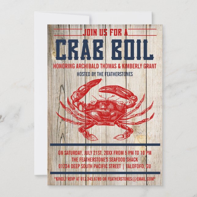 Vintage Crab Boil-Party Einladungen (Vorderseite)