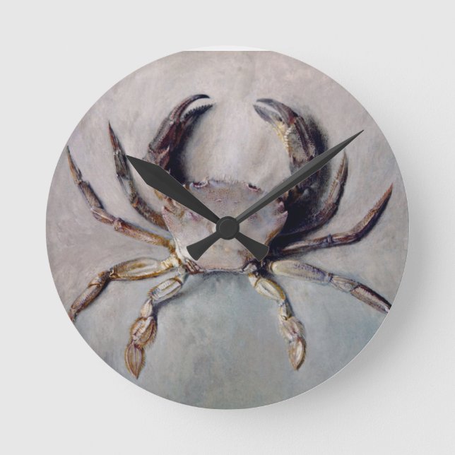 Vintage Crab-Malerei Runde Wanduhr (Vorderseite)