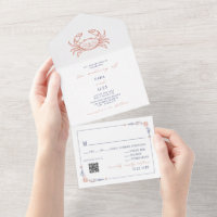 Vintage Crab Red & Blue UAWG Beach QR Hochzeit
