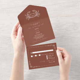 Vintage Crab Terracotta UAWG Farm Wedding All In One Einladung