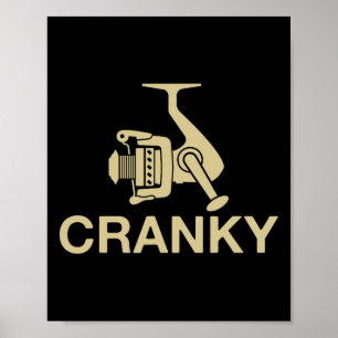 Vintage Crankit Angelköder Cranky Lustiger Fischer Poster