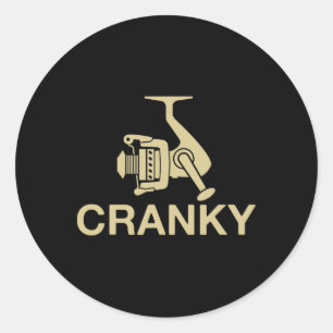 Vintage Crankit Angelköder Cranky Lustiger Fischer Runder Aufkleber
