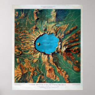 Vintage Crater See-Nationalpark-Entlastungs-Karte Poster
