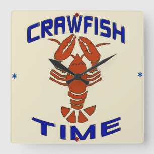 Vintage Crawfish Time Clock Quadratische Wanduhr
