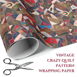 Vintage-Crazy-Patchwork-Quilt-Geschenkpapier Geschenkpapier