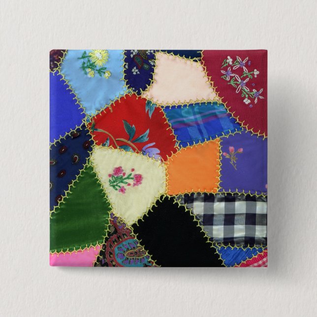 Vintage Crazy Quilt Pin Button (Vorderseite)
