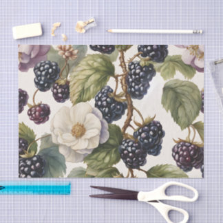 Vintage Cream und Blackberry Botanical Seidenpapier