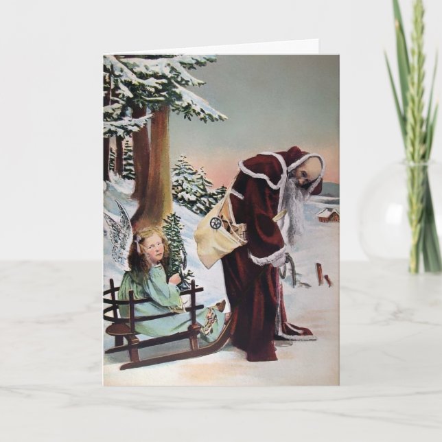 Vintage Creepie Alte Weihnachtskarte Feiertagskarte (Vorderseite)