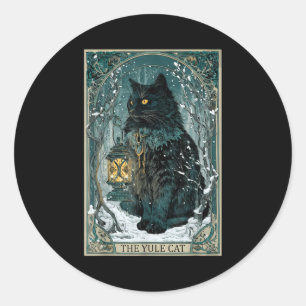 Vintage Creepmas Die Yule-Katze Tarotkarte Dunkles Runder Aufkleber