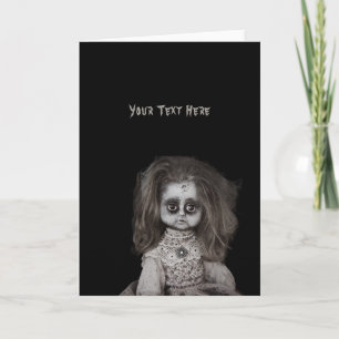 Vintage Creepy Beängstigende Spuk Puppe Karte