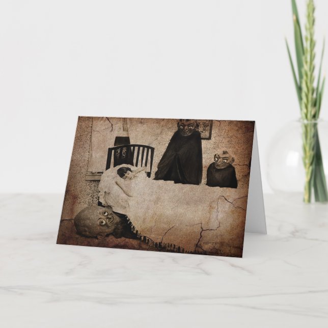 Vintage Creepy-Boogeyman Halloween-Karte Feiertagskarte (Vorderseite)