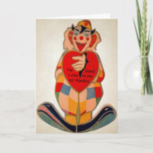 Vintage Creepy Clown Valentine's Day Card Feiertagskarte