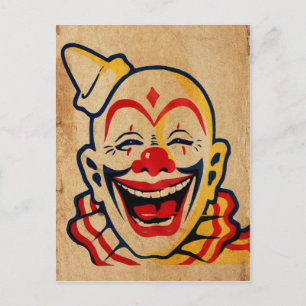 Vintage Creepy Clowngesicht Postkarte