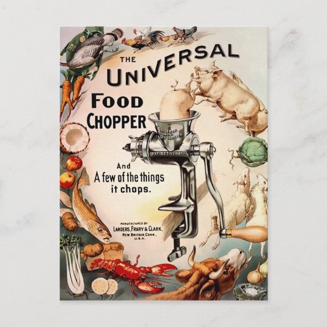 Vintage Creepy Food Chopper und Postkarte (Vorderseite)