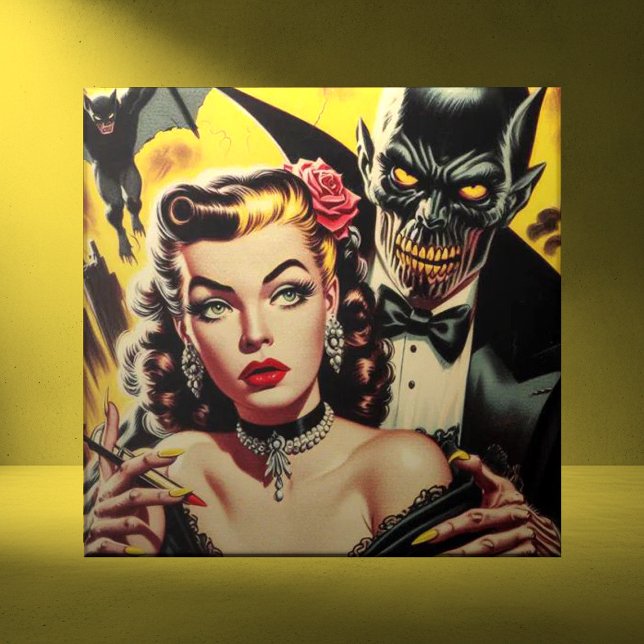 Vintage Creepy Girl Fliese (Von Creator hochgeladen)