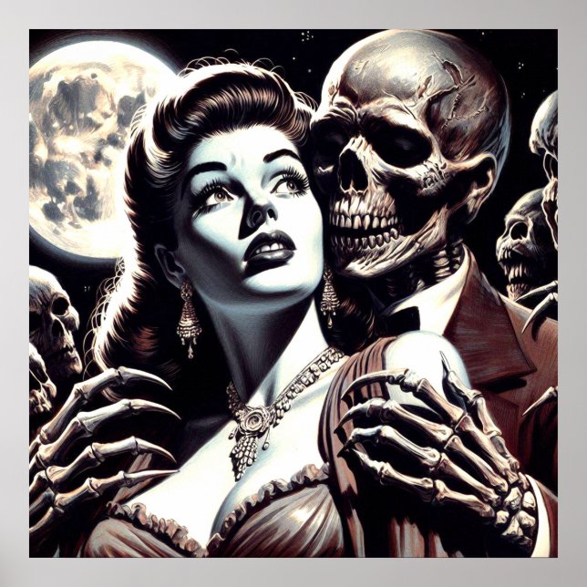 Vintage Creepy-Horror-Frau Poster (Vorne)
