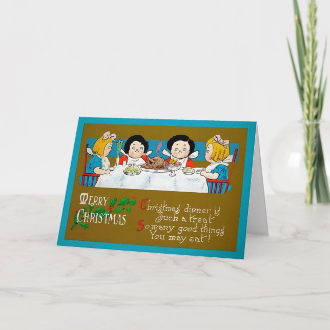 Vintage Creepy Kids Weihnachtskarte Feiertagskarte (Vorderseite)