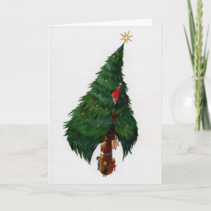 Vintage Creepy Living Christmas Tree Card Feiertagskarte