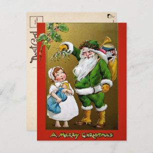 Vintage Creepy Mistletoe Weihnachten Postkarte