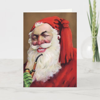 Vintage Creepy Santa Face Weihnachtskarte Feiertagskarte