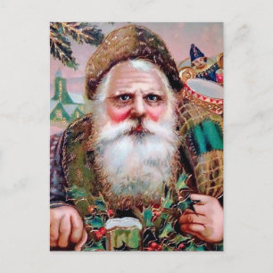 Vintage Creepy Santa Face Weihnachtskarte Postkarte