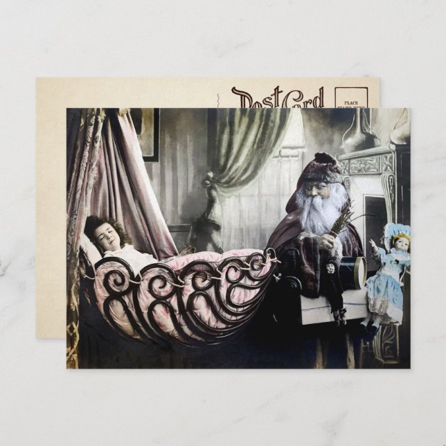Vintage Creepy Santa Foto Postkarte (Vorne/Hinten)
