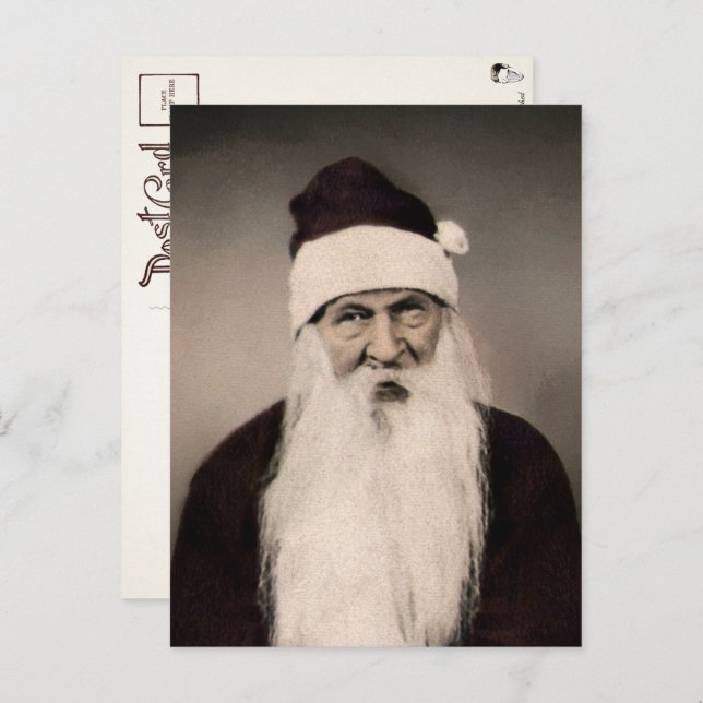 Vintage Creepy Santa Foto Postkarte (Vorne/Hinten)