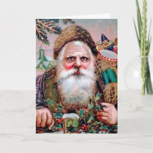 Vintage Creepy Santa Holiday Card Feiertagskarte