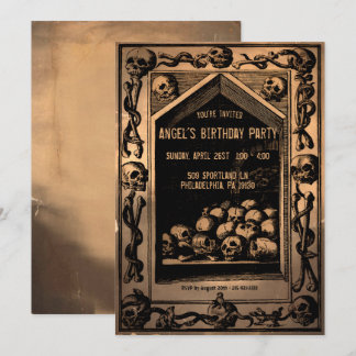 Vintage Creepy Skulls Anpassbares Party Einladung