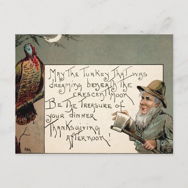 Vintage Creepy Thanksgiving Postcard Postkarte (Vorderseite)