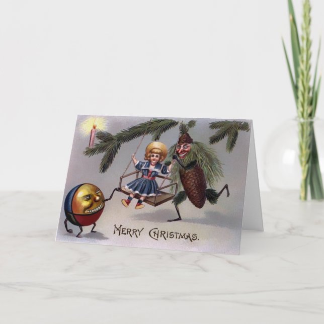 Vintage Creepy Viktorianische Weihnachtskarte Feiertagskarte (Vorderseite)