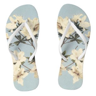Vintage Creme Azalea Blume Illustration Flip Flops