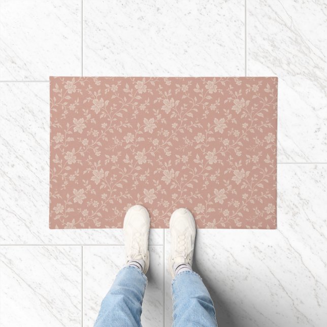Vintage Creme Florals - Elegante Romantik Fußmatte (Indoor)