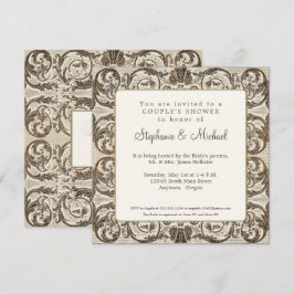 Vintage Creme in Gold Muschel Paare Dusche Einladung