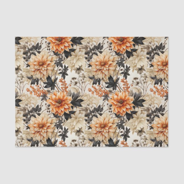 Vintage Creme Peach Floral Seidenpapier (Vorderseite)