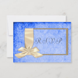 Vintage Creme Ribbon und Blue Wedding RSVP