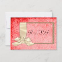 Vintage Creme Ribbon und Red Wedding RSVP