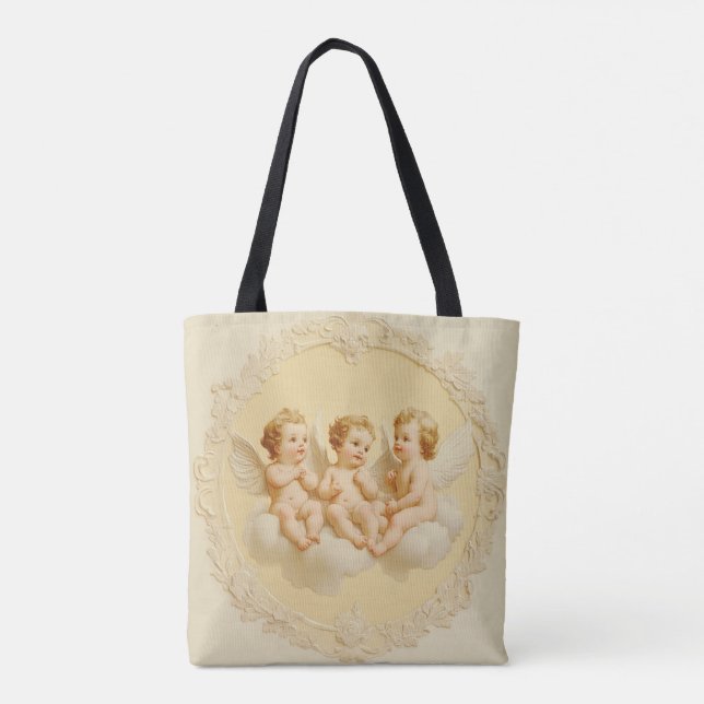 Vintage Creme Rokoko Cherub Cloud Totbeutel (Rückseite)