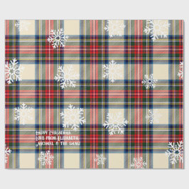 Vintage Creme Tartan Snowflake Personalisierte Wei Geschenkpapier