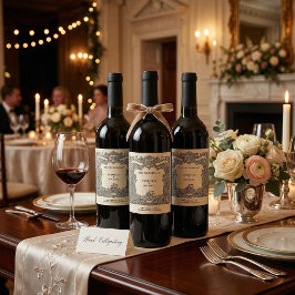 Vintage Crest Castle Wedding Invitation Label Weinetikett