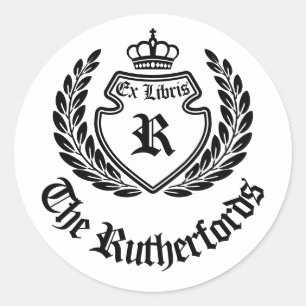 Vintage Crest Monogramm Kronen Kranz Ex Libris Runder Aufkleber