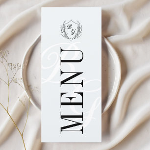 Vintage Crest Oversized Elegant Monogramm Hochzeit Menükarte