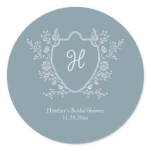 Vintage-Crest-Schriftmonogramm Blaue Brautparty