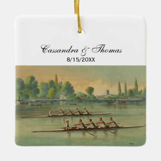Vintage Crew Race Boat Race Keramikornament (Vorderseite)