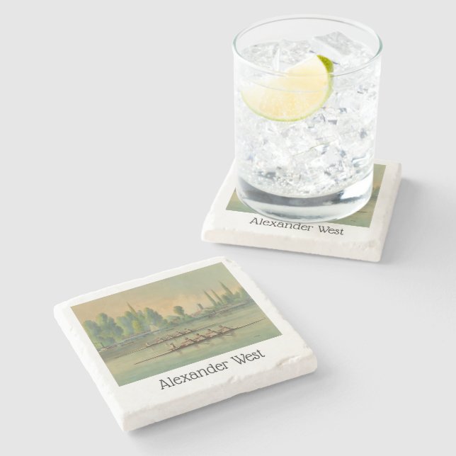 Vintage Crew Race Boat Race Steinuntersetzer (Seitenansicht)