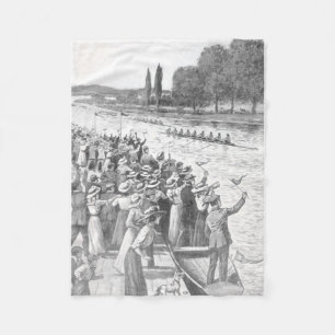 Vintage-Crew-Ruderer-Rennen mit vielen Zuschauern Fleecedecke