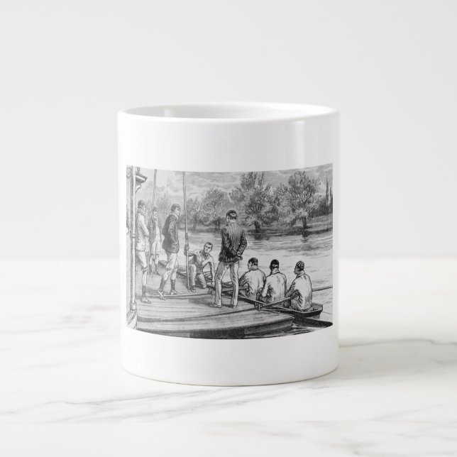 Vintage Crew Türme im Boot am Dock Jumbo-Tasse (Vorderseite)
