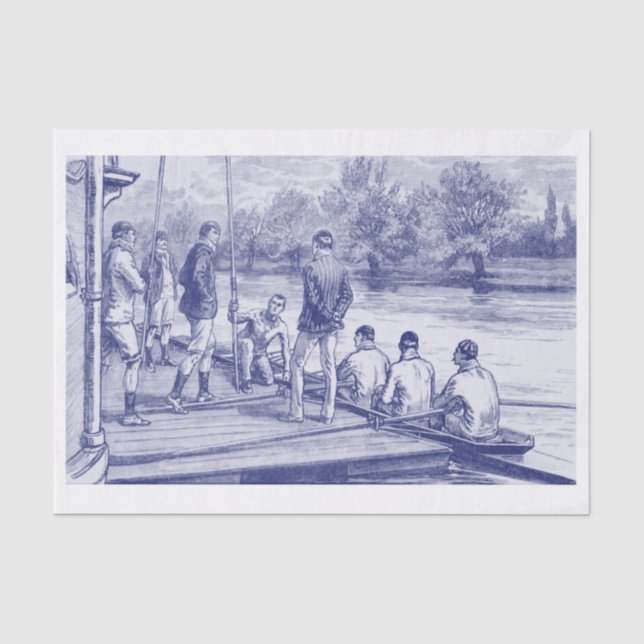 Vintage Crew Türme im Boot am Dock Seidenpapier (Vorderseite)