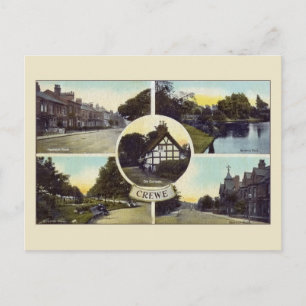 Vintage Crewe Cheshire Multiview-Ansicht Postkarte